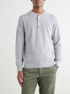Hartford - Wool and Cashmere-Blend Waffle Henley Sweater - Gray