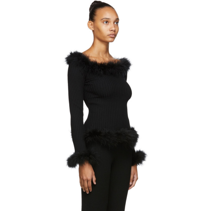 Opening Ceremony Black Feather Trim Sweater Opening Ceremony