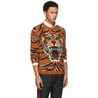 Gucci Orange Guccy Tiger Intarsia Sweater