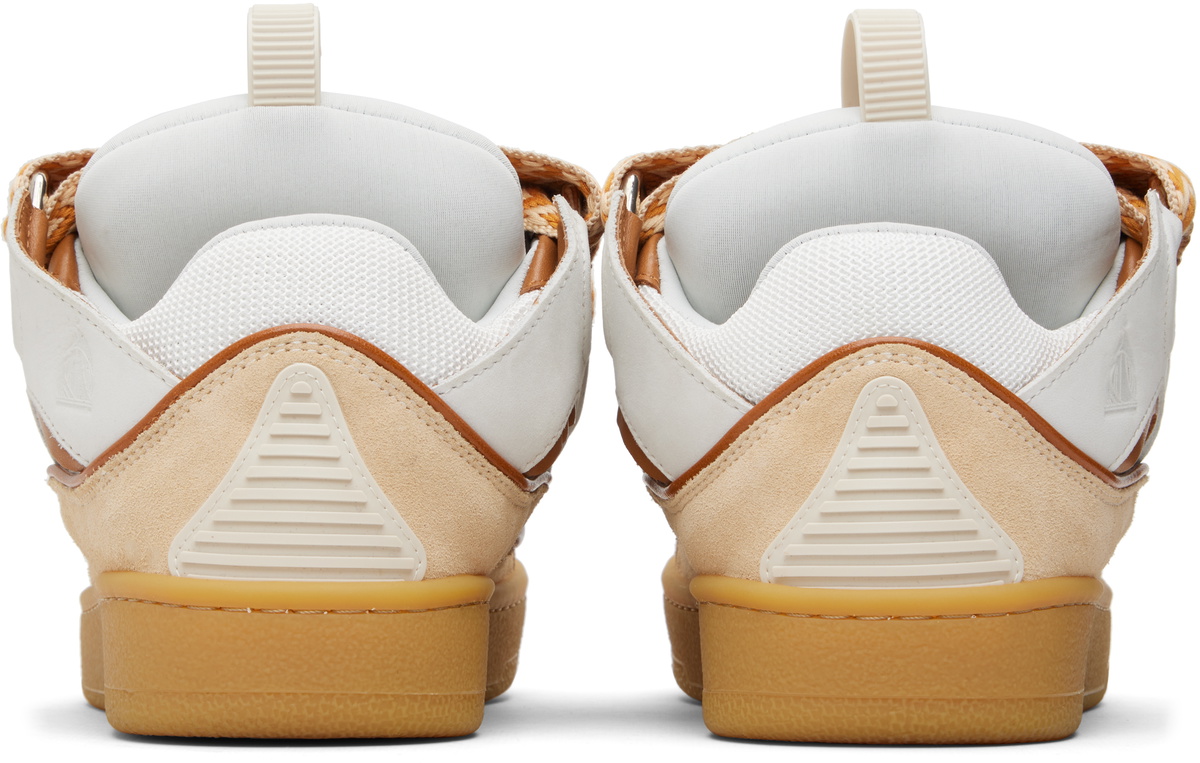 LANVIN ライトブラウン ライダースパンツ Lanvin: Tan Curb Leather With Snake Laces Sneakers | SSENSE