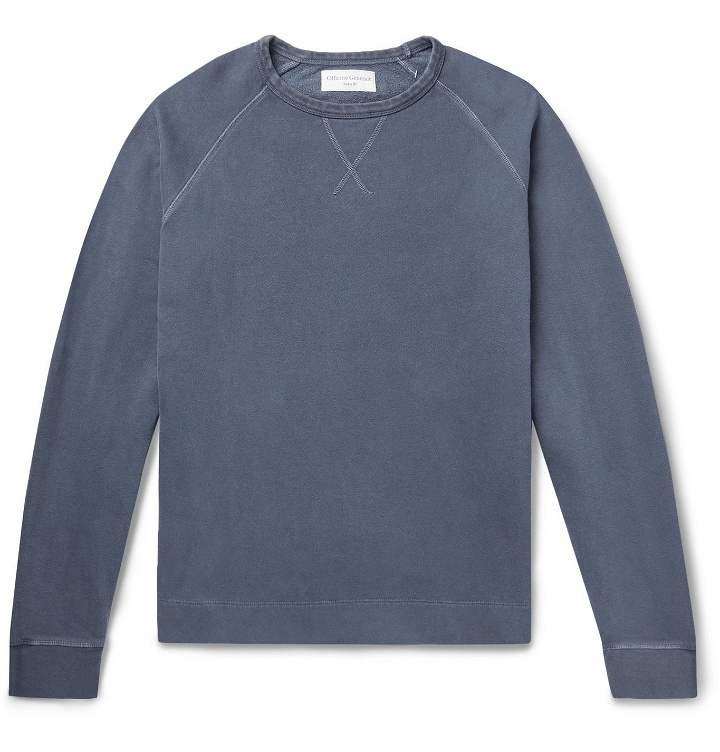 Photo: Officine Generale - Camille Garment-Dyed Fleece-Back Cotton-Jersey Sweatshirt - Blue