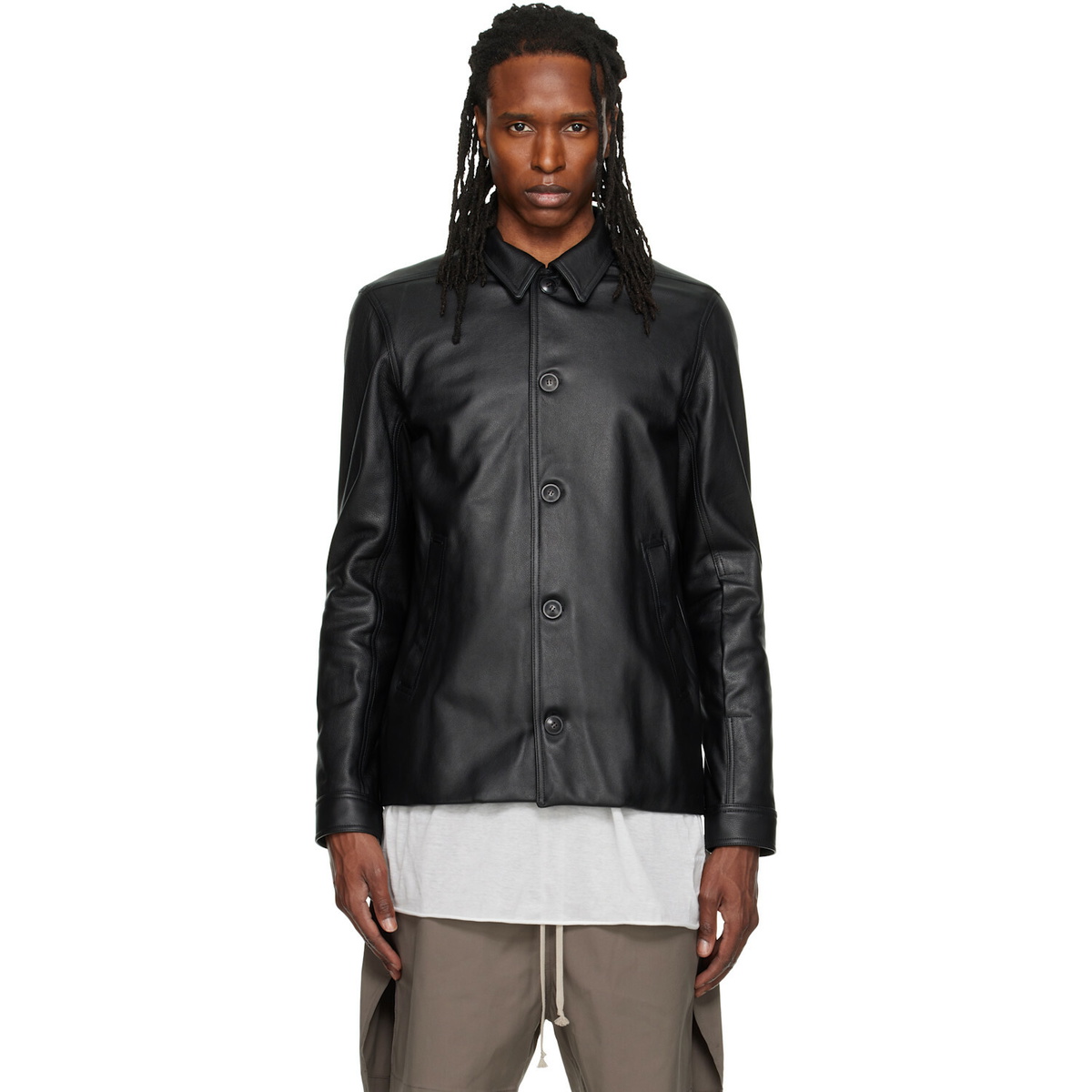Rick Owens Black Intarsia Leather Jacket Rick Owens