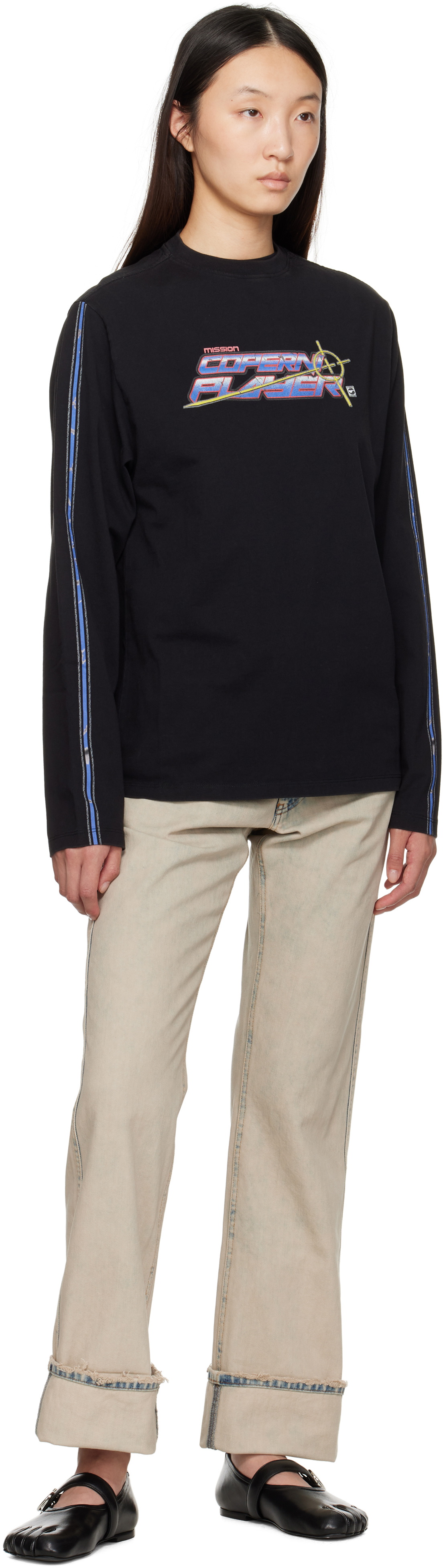 Coperni Black Slogan Long Sleeve T-shirt