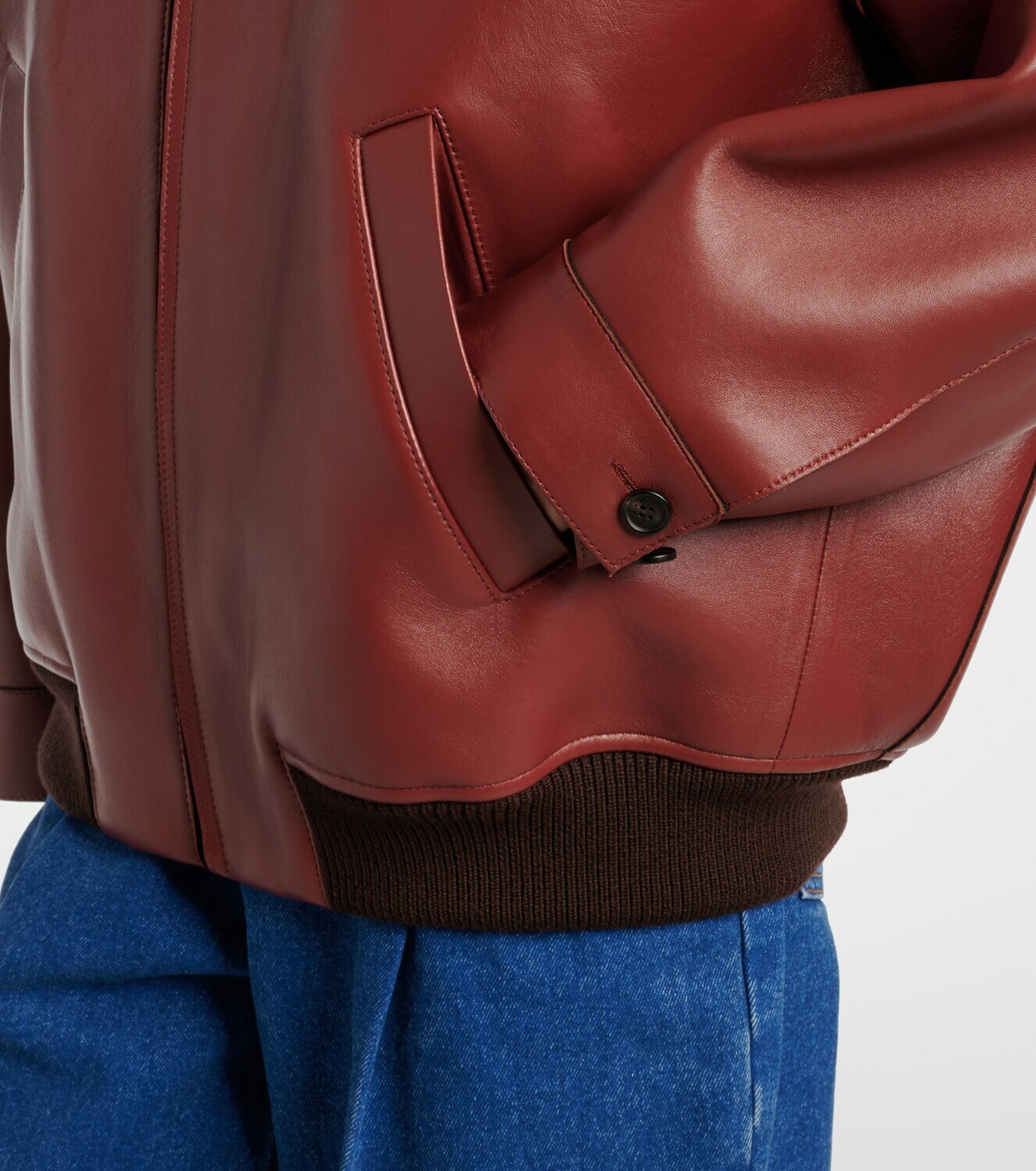 Marni Shearling-trimmed leather blouson jacket
