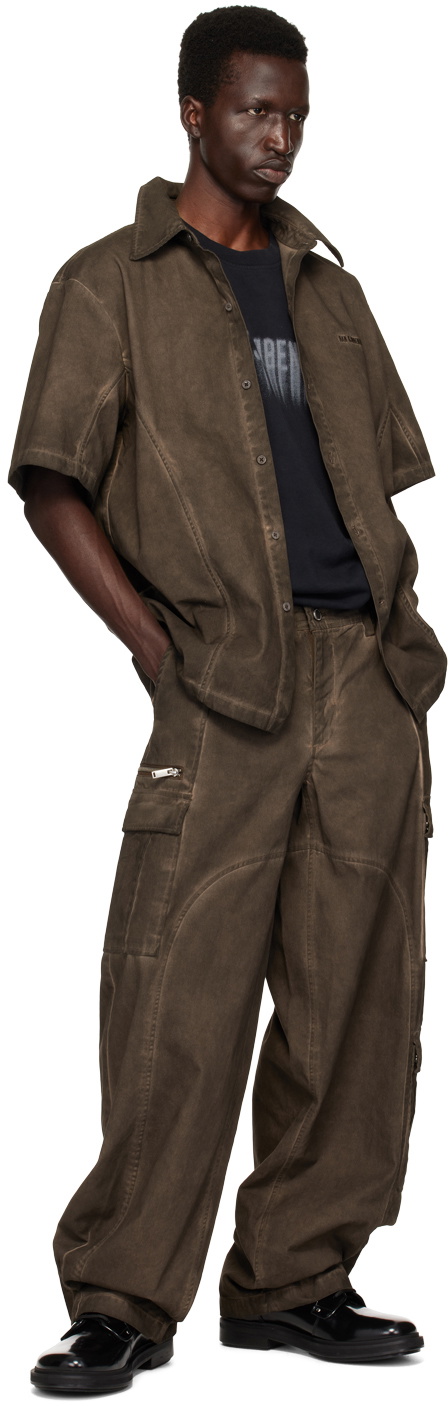 Han Kjobenhavn Brown Washed Loose Logo Denim Shirt