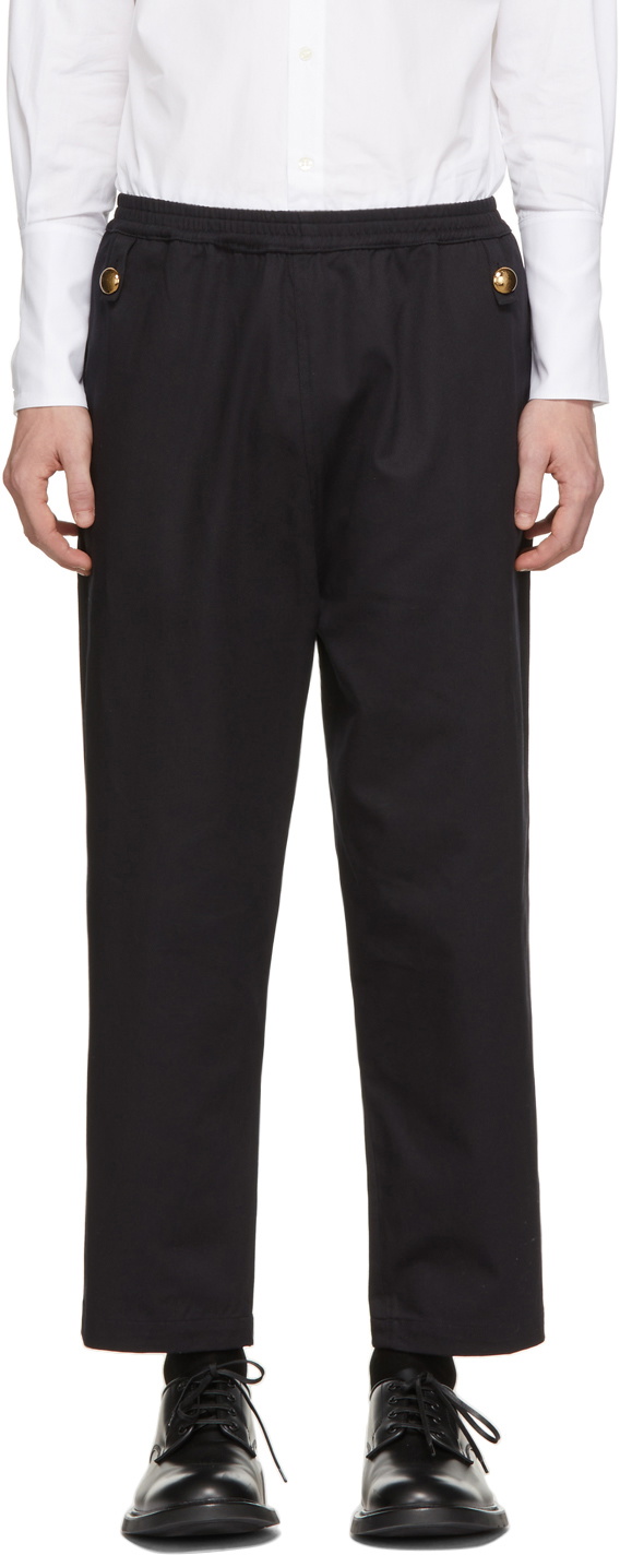 Stefan Cooke Black Elastic Waist Trousers Stefan Cooke