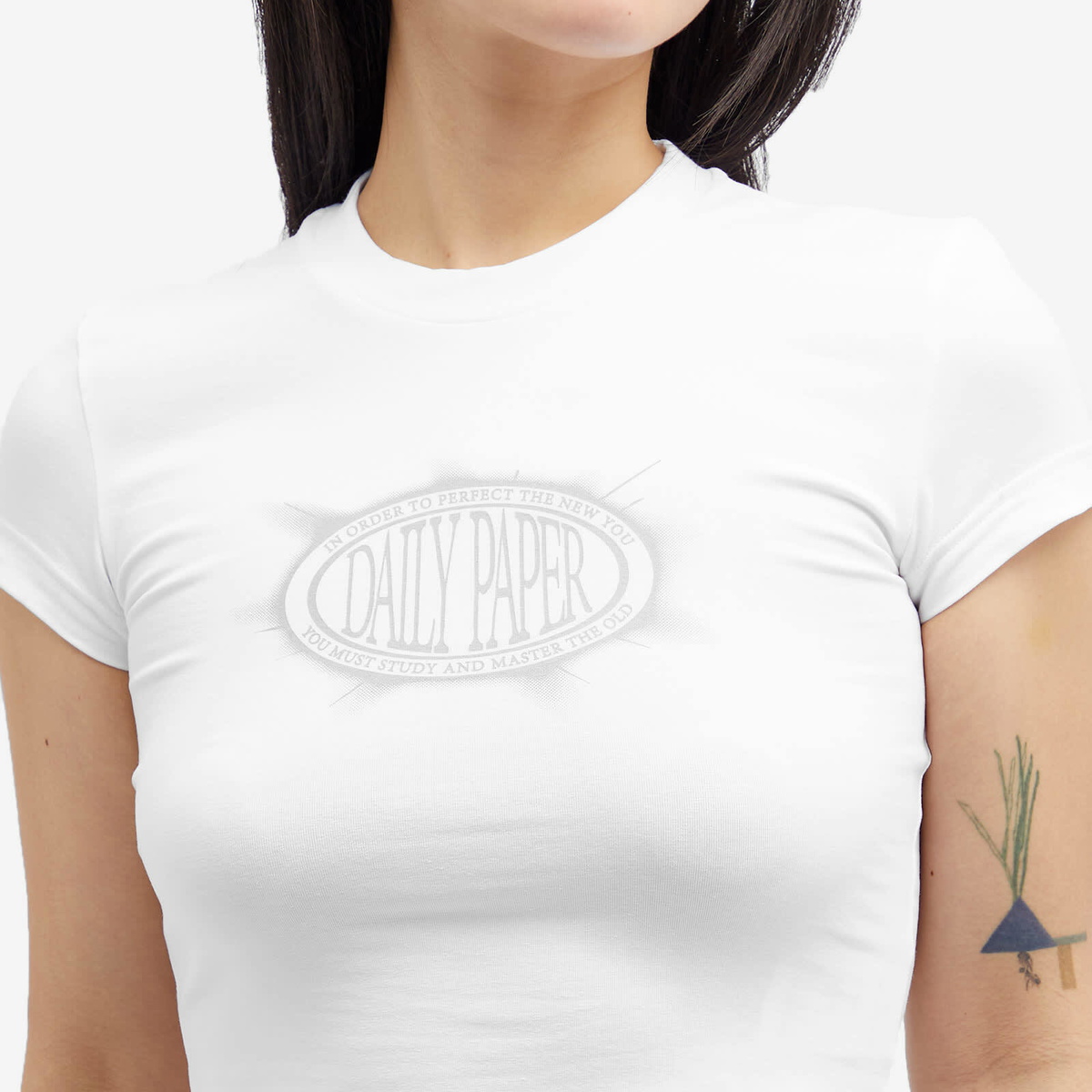 Daily Paper Women's Glow Cropped Short Sleeve T-Shirt in White