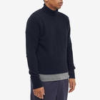 Oliver Spencer Men's Talbot Contrast Hem Roll Neck Knit in Navy/White