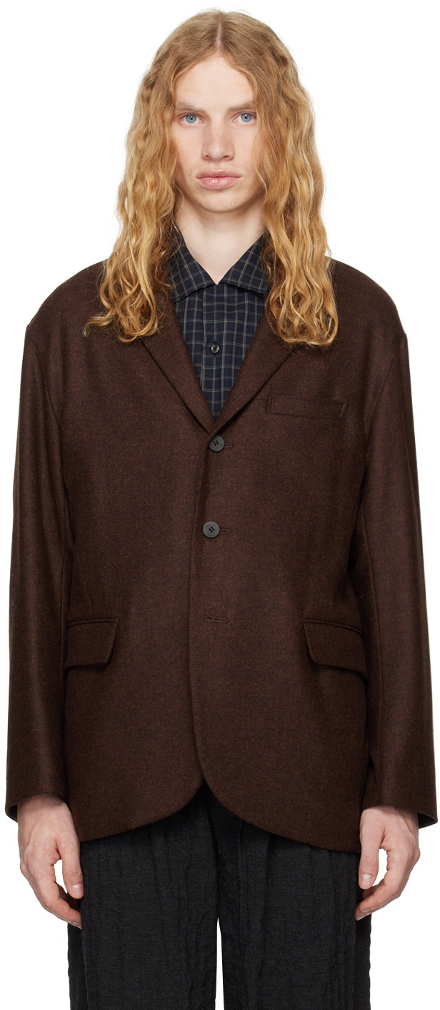 DOCUMENT Brown English Wool 3-Button Blazer