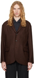 DOCUMENT Brown English Wool 3-Button Blazer