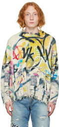 R13 Off-White Crosby Graffiti Sweater