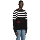 032c Black Merino Stripe Logo Sweater