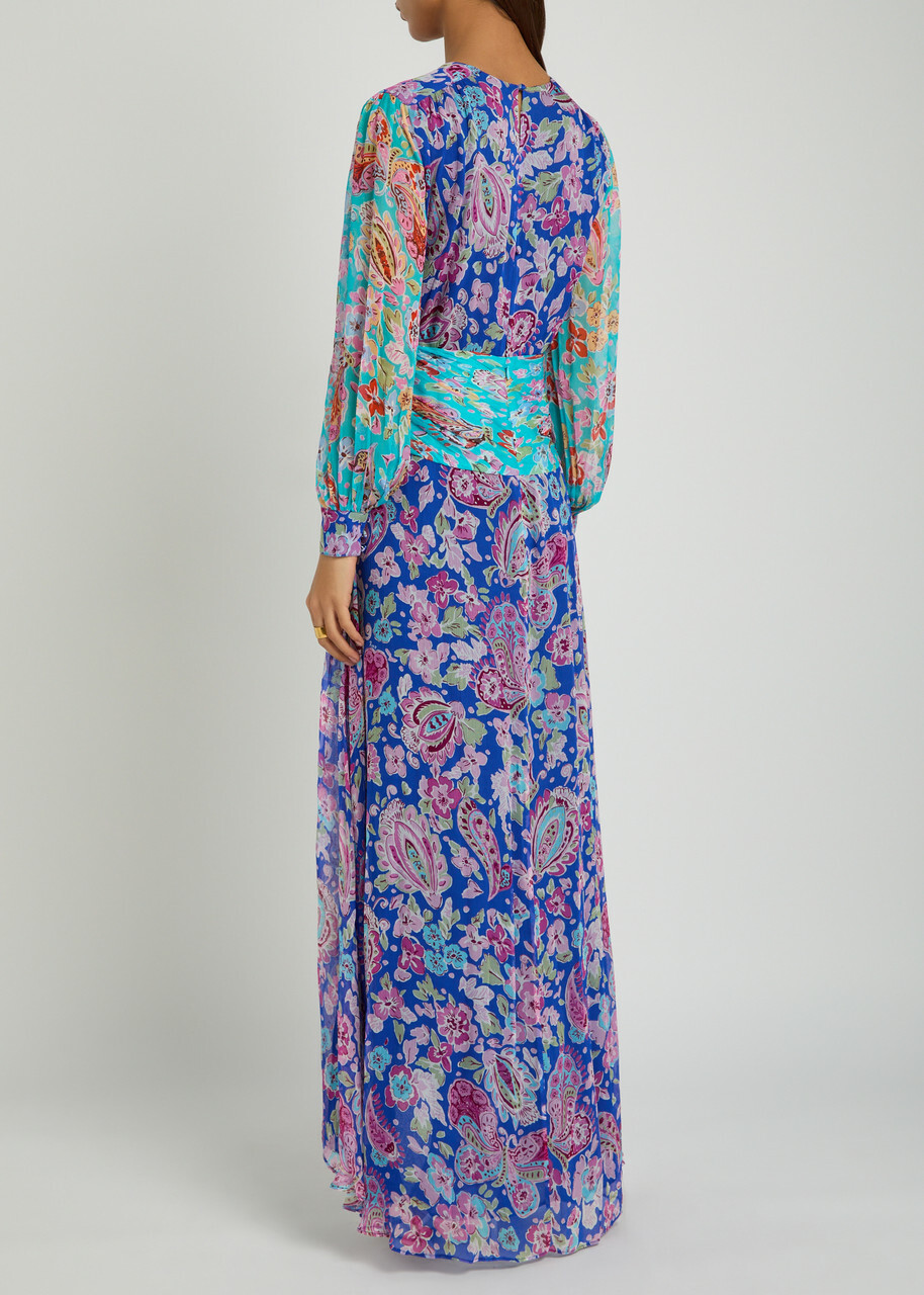 Rixo Meera Floral-print Chiffon Maxi Dress Multicoloured