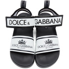 Dolce and Gabbana White and Black Logo Sandals