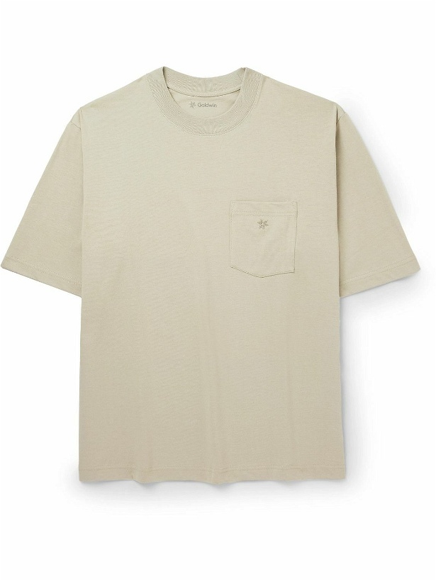 Photo: Goldwin - Logo-Embroidered Cotton-Jersey T-Shirt - Neutrals