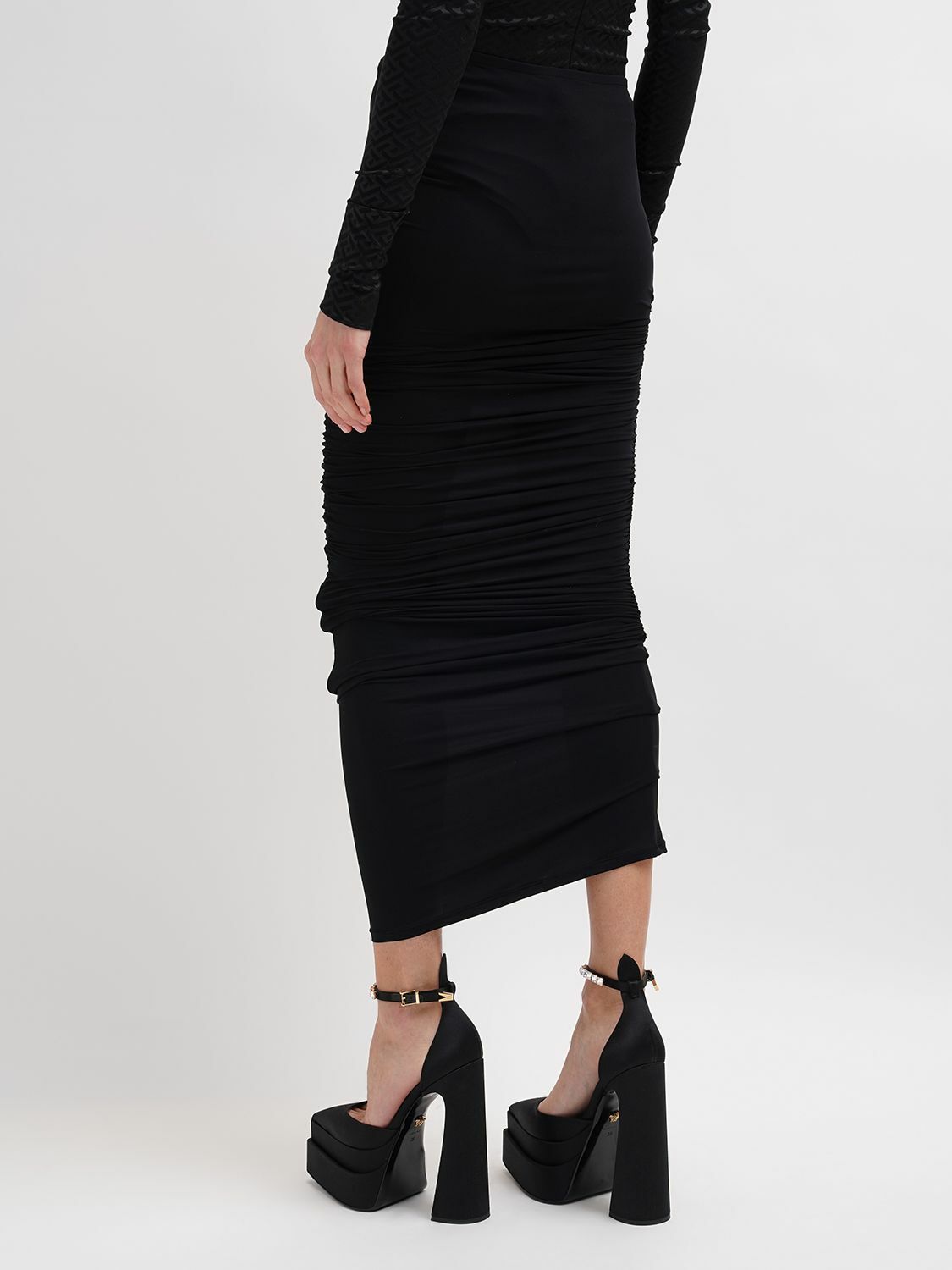 VERSACE - Long Draped Pencil Dress