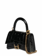 BALENCIAGA - Mini Hourglass Croc Embossed Leather Bag