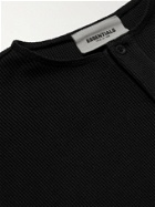 Fear of God Essentials - Logo-Appliquéd Waffle-Knit Cotton-Jersey Henley T-Shirt - Black