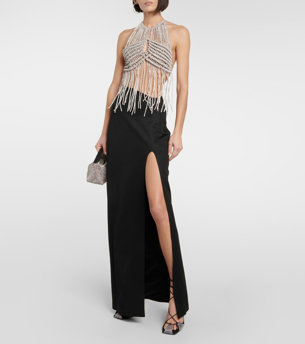 Giuseppe di Morabito Crystal-embellished crochet top