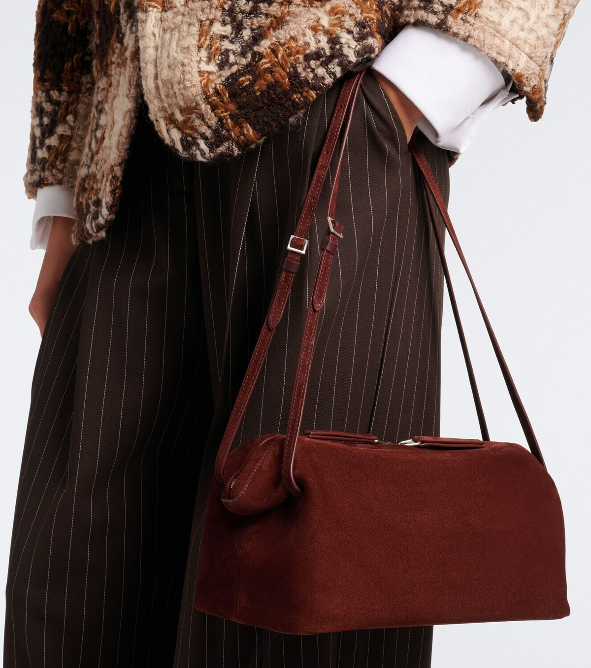Nour Hammour Kenza suede shoulder bag