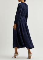 High Favourite Floral-jacquard Satin Midi Dress Blue