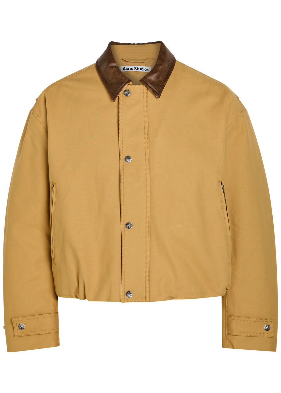 Acne Studios Opada Padded Leather-trim Cotton Jacket Sand
