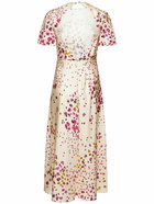 RED VALENTINO - Floral Print Silk Open Back Midi Dress