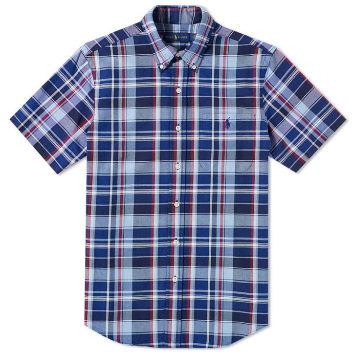 Photo: Polo Ralph Lauren Button Down Short Sleeve Oxford Check Shirt Blue