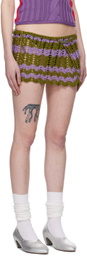 Edward Cuming Khaki & Purple Scalloped Miniskirt