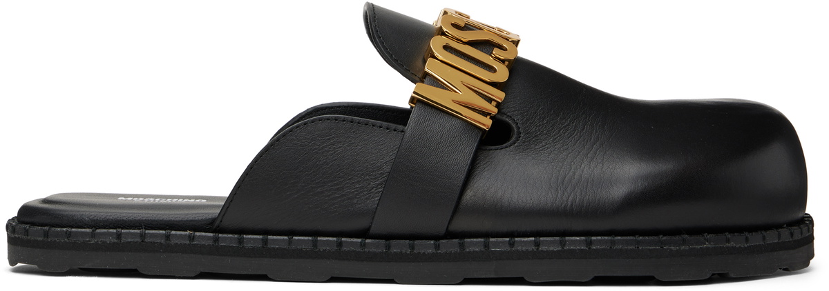 【関税込み】Moschino ブラック Cobbler Calf Shootie クロッグ Moschino Black Cobbler Calf Shootie Loafers Moschino