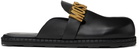 Moschino Black Leather Mule Loafers