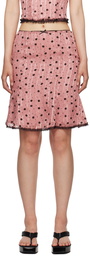 GUIZIO Pink Floral Midi Skirt