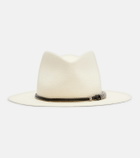 Brunello Cucinelli Leather-trimmed straw fedora hat