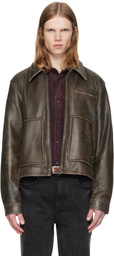 MMIC Brown Aged Leather Jacket