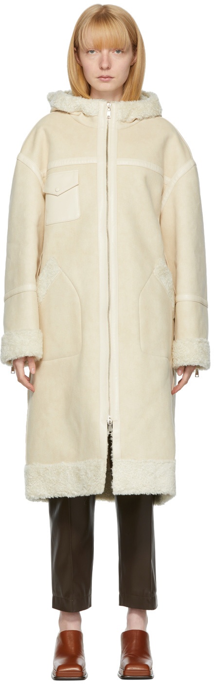 DRAE Off-White Faux Shearling Coat