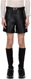 System Black Cinch Strap Faux-Leather Shorts
