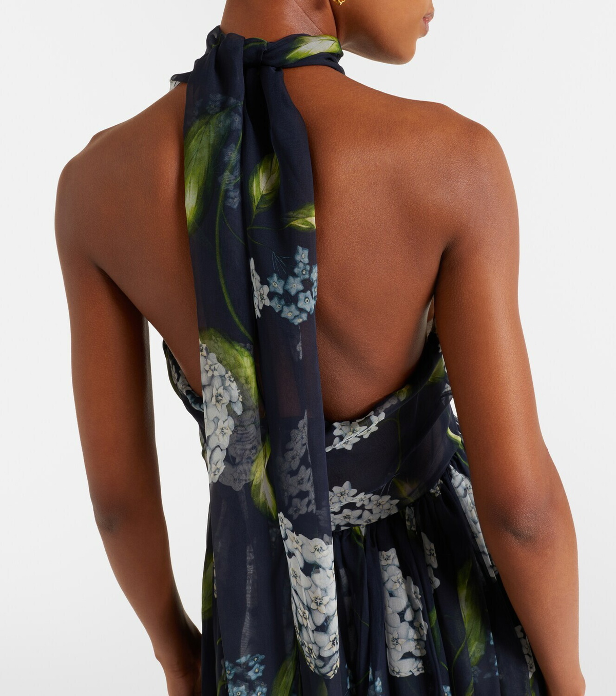 Oscar de la Renta Porcelain Flower silk chiffon gown