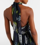Oscar de la Renta Porcelain Flower silk chiffon gown