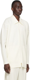 Homme Plissé Issey Miyake White Monthly Color January Zip-Up Cardigan