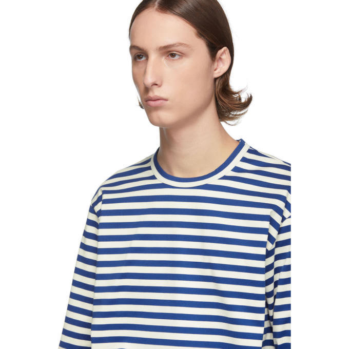 Dita 京のはんなりしらべ Junya Watanabe Blue and White Striped Long Sleeve T-Shirt