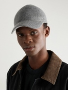 SAINT LAURENT - Logo-Embroidered Ribbed Cashmere Baseball Cap - Gray