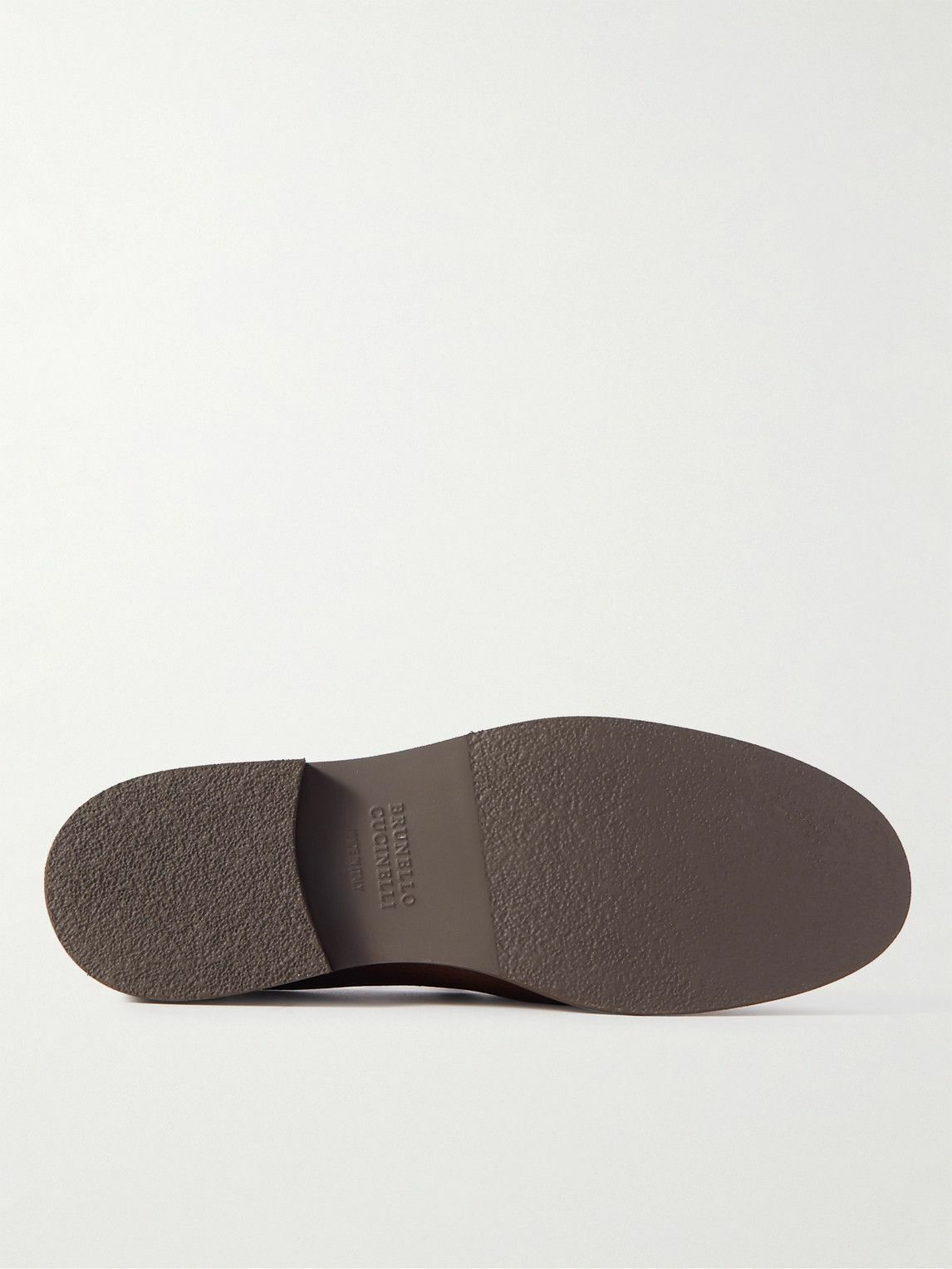 Brunello Cucinelli Brown Calf Leather Bos Taurus Slip-On Loafers