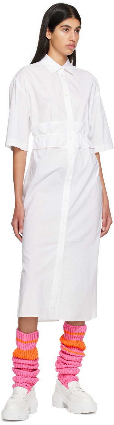 MSGM White Chemisier Midi Dress