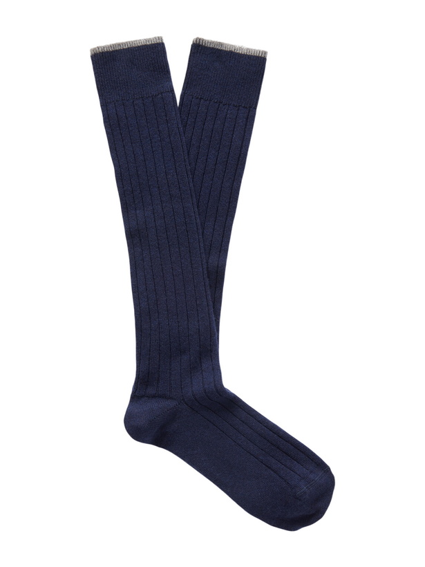 Photo: Brunello Cucinelli - Ribbed Cashmere Socks - Blue