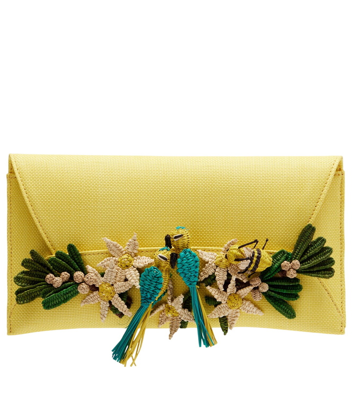 Photo: Aquazzura Birdsong Small raffia clutch