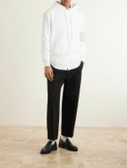 Thom Browne - Logo-Appliquéd Striped Cotton-Jersey Hoodie - White