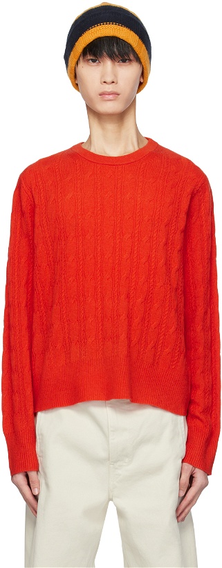 Photo: Guest in Residence Red Twin Cable Sweater