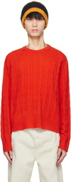 Guest in Residence Red Twin Cable Sweater