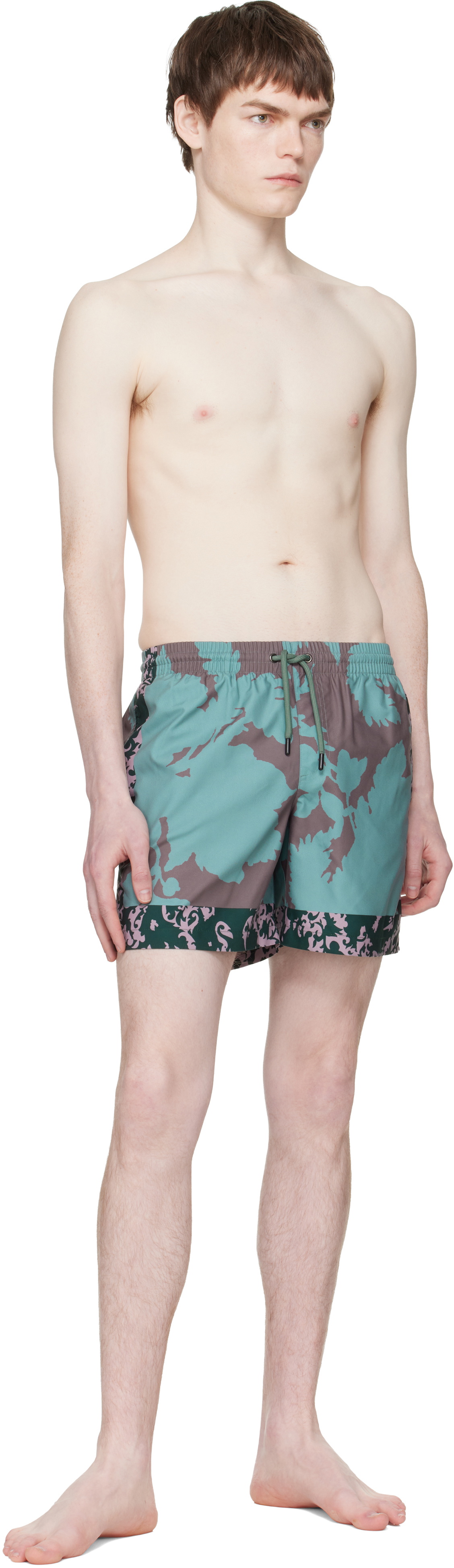 Dries Van Noten Blue & Green Printed Swim Shorts