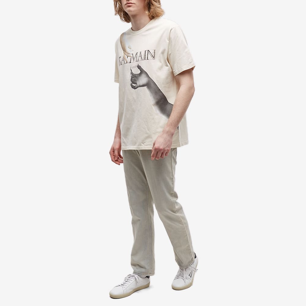 Balmain Mens Statue Print Logo T Shirt In White Balmain